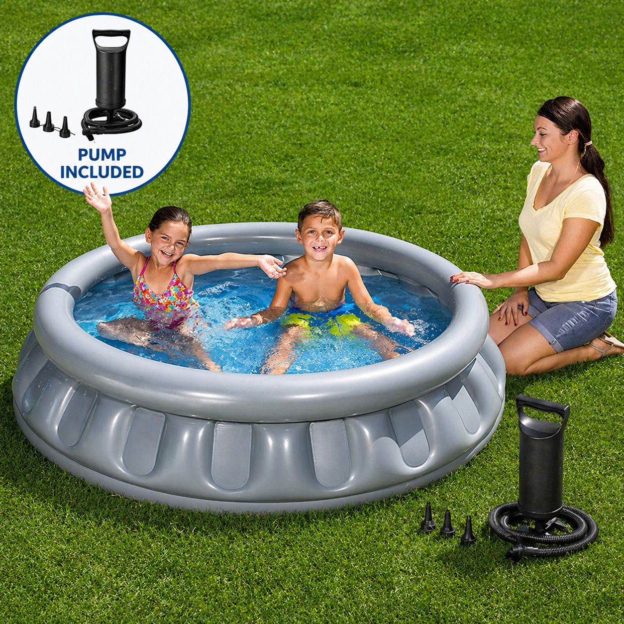 buddynjoy 5ft Space Ship Play Pool, Portable Home Pool Bathtub with Hand Pump for Kids Inflatable Swimming Pool-picture-11