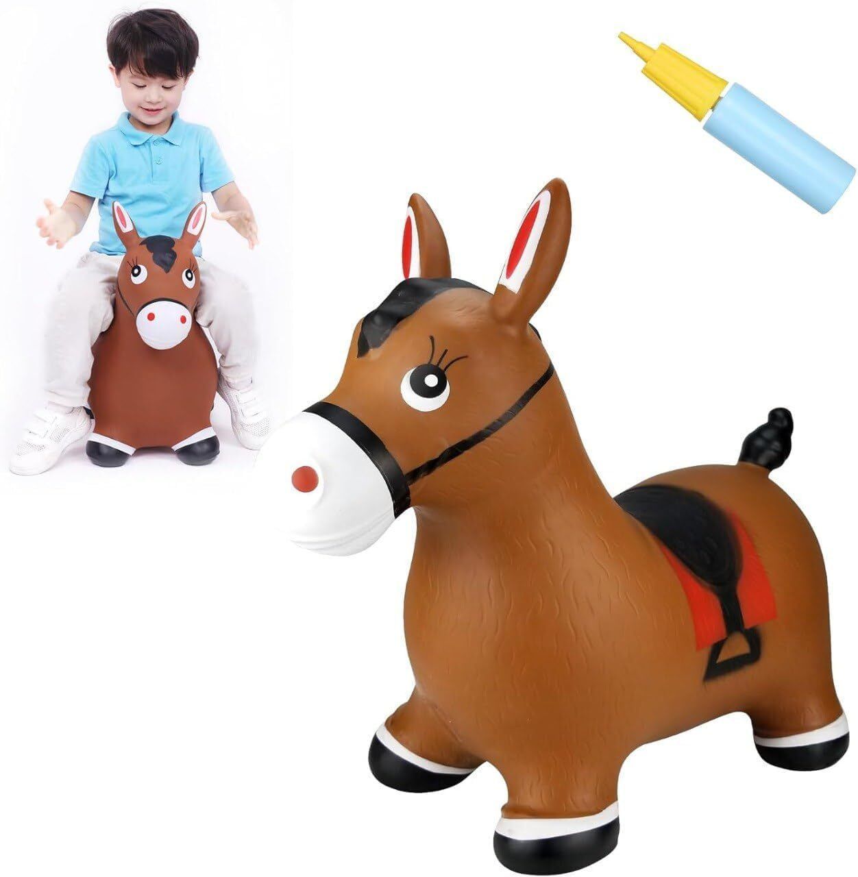 kripin Kids Bouncing Horse Hopper Toy, Inflatable Ride On Animal with Air Pump Inflatable Inflatable Toy Pump-picture-37
