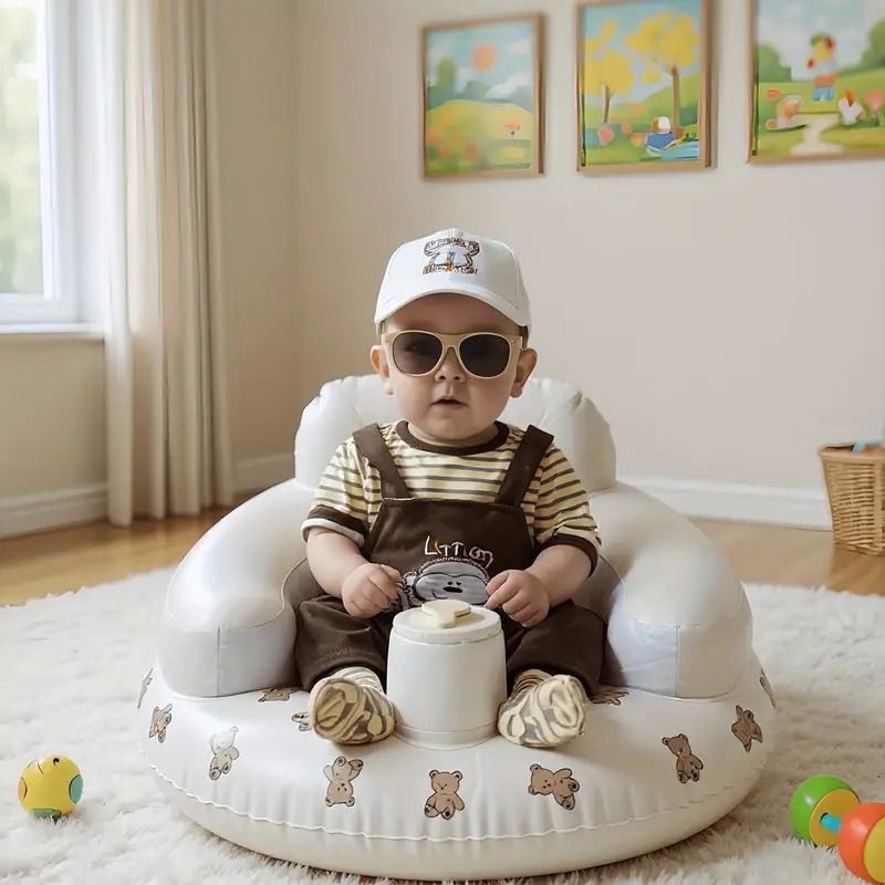 Inflatable Baby Seat for 3-36 Months, Baby Chair Built-in Air Pump Inflatable Sofa/ Chair