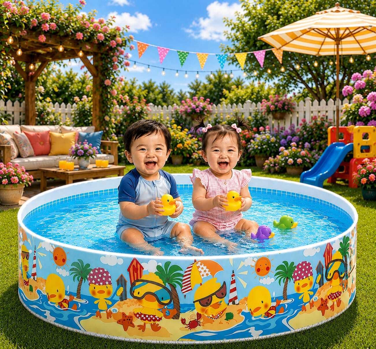 intelligent 5 ft Play Pool for Home Garden &(IND*56) Summer Inflatable Swimming Pool-picture-2