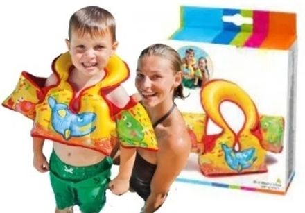 Inflatable Water Motorcycle Float for (IND*9632) Kids + Life Vest Inflatable Swimming Safety Tube-image-25