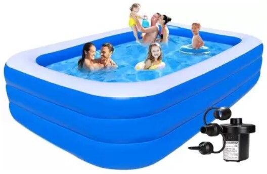 hornflow 10 Feet Ract Kids Bath Tub with Air Pump Inflatable Swimming Pool Inflatable Swimming Pool-picture-11