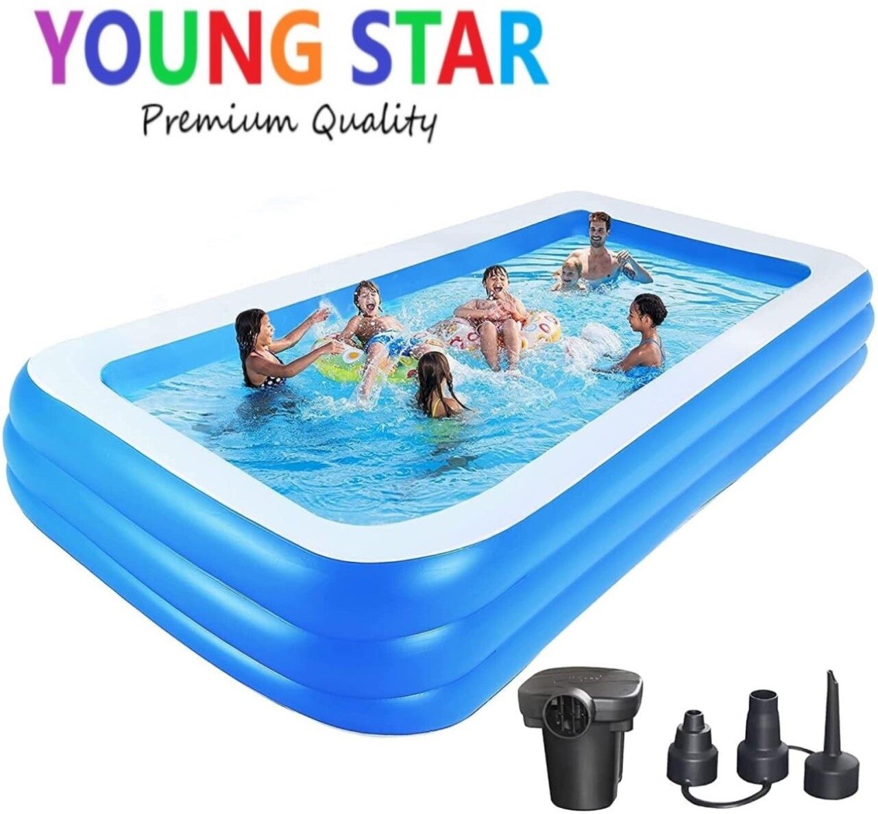PREMIUM 10 Fts LENGTH AND 6 Fts WIDTH RECTANGULAR WATER SWIMMING POOL Inflatable Swimming Pool, Inflatable Toy Pump