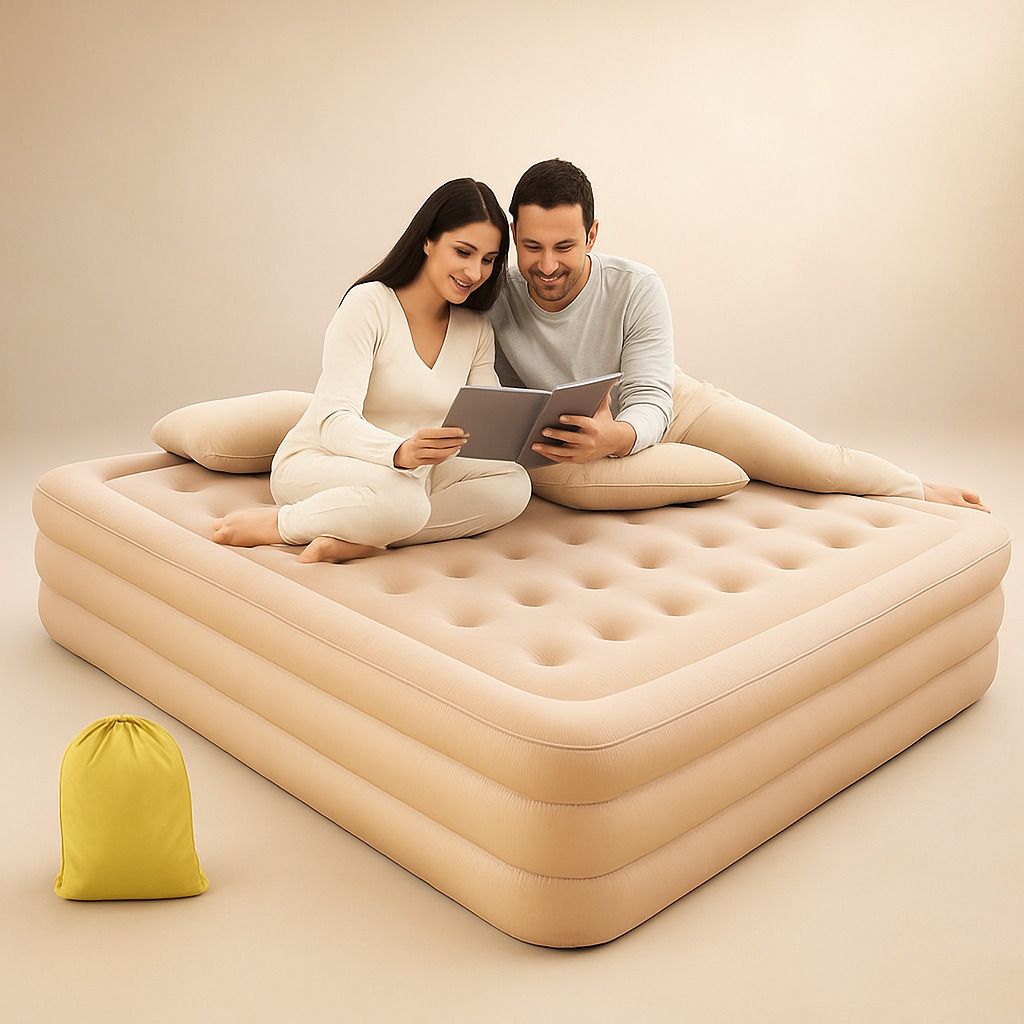 rumqol Inflatable Blow Up Air Bed Mattress Sofa with Pump, Pillow (Multicolor) Inflatable Bed, Inflatable Toy Pump-picture-10