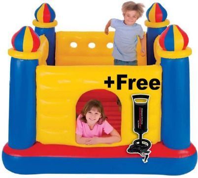 Inflatable (IND*6466) Playhouse, Trampoline Playground With Free Pump1147 Inflatable Hoppers & Bouncer