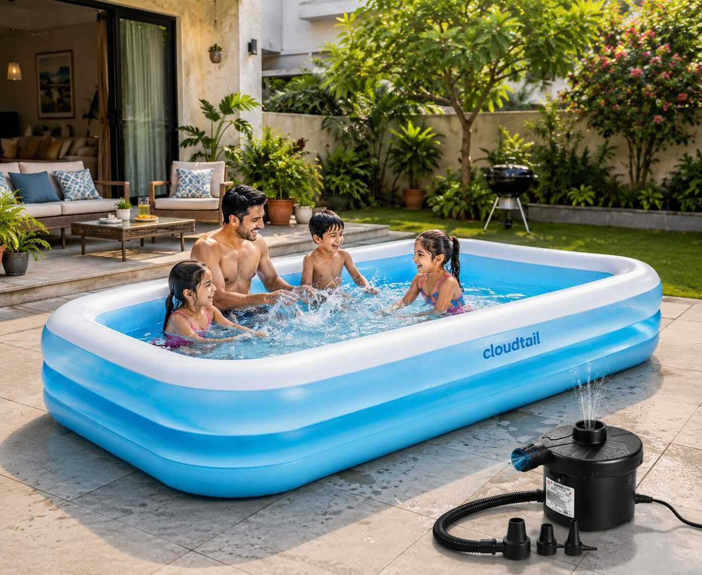 7 FEET Rectangular Inflatable Pool with Electric Pump For Adults Inflatable Swimming Pool-image-36