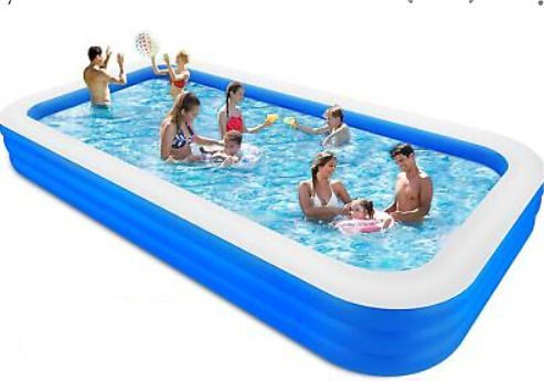 Inflatable (IND*96) Pool Blue Rectangular Pool With Free Pump Inflatable Swimming Pool-image-29