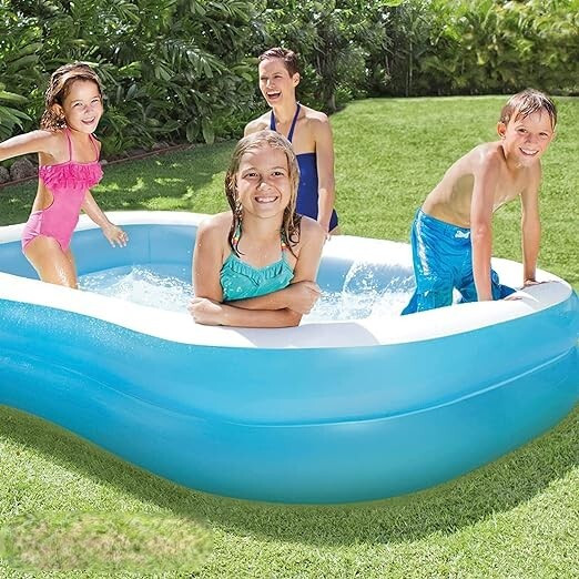 tiny tales Wet Set Indoor/Outdoor Rectangular (IND*77) Swimming Pool With Free Pump Inflatable Swimming Pool image 1