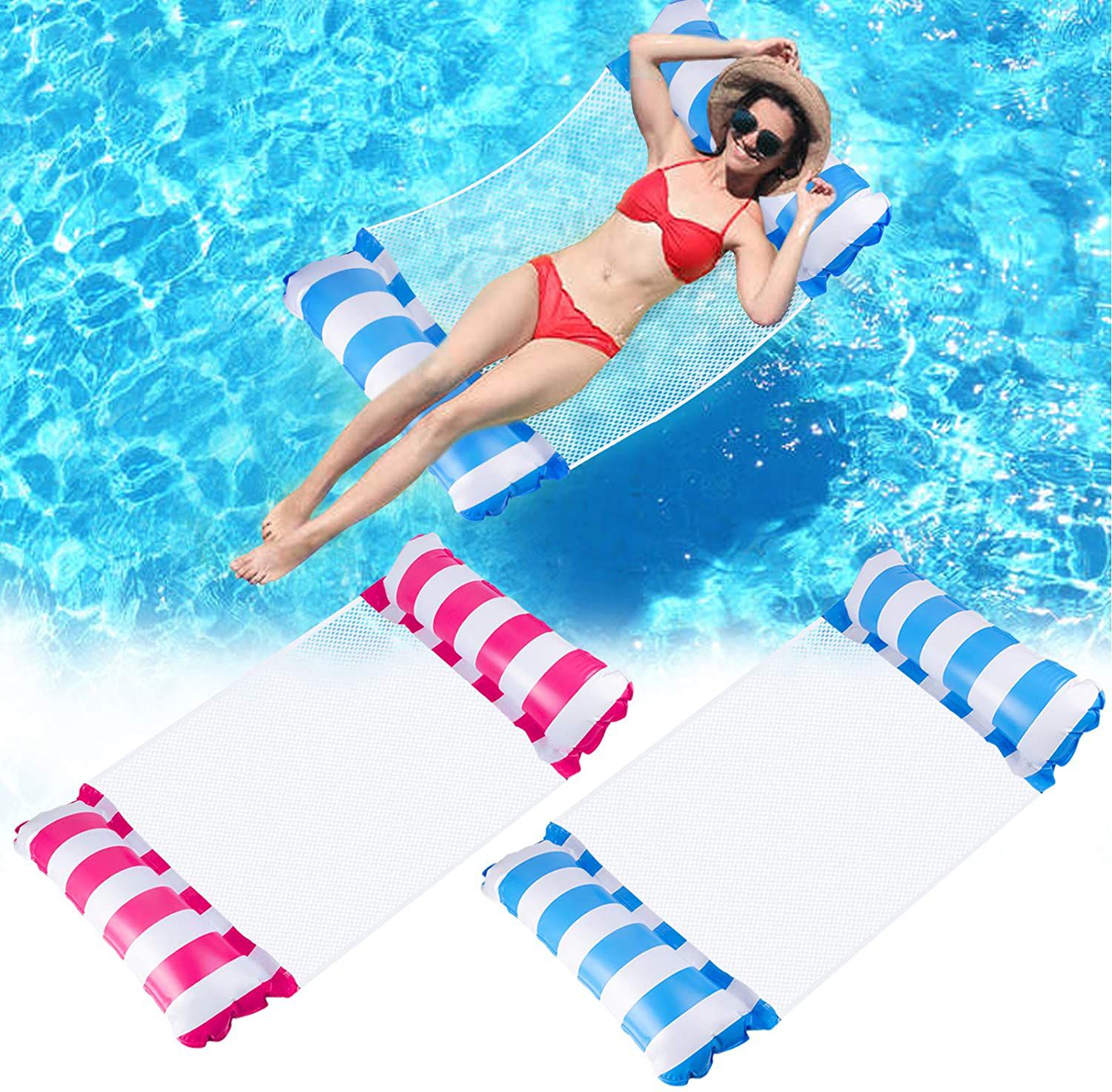 1pcs Water Swimming Float Bed Inflatable Pool Hammock for Adult with Air Pump Inflatable Swimming Mats, Pool Accessory, Swimming Pool, Swimming Safety Tube-image-37