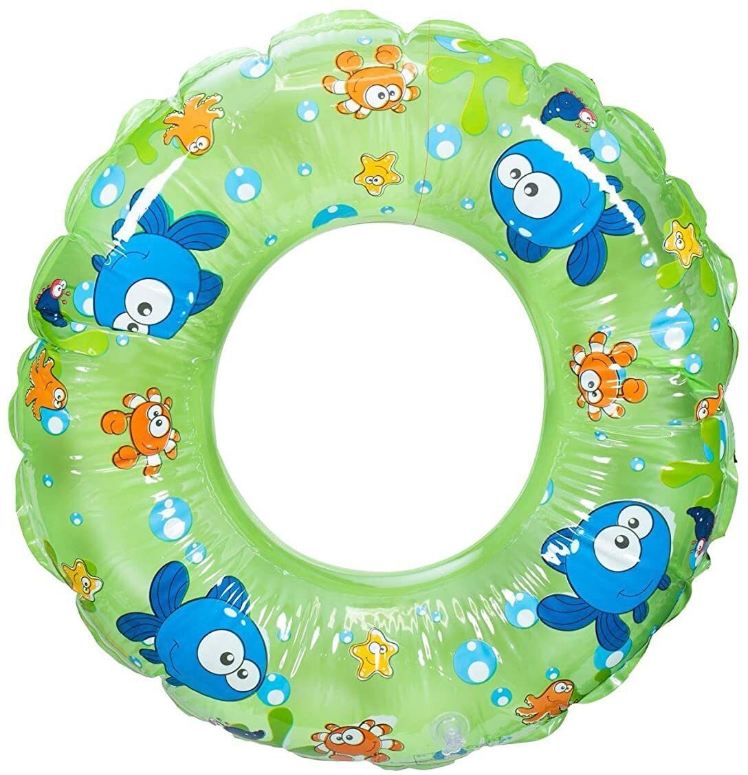Cartoon Swim Ring, Inflatable Durable Round Shaped Fishes Summer Pool Beach Party Swimming Float Tube, Water Fun Swim Pool Toys for Kids (Green) Inflatable Pool Accessory-image-26