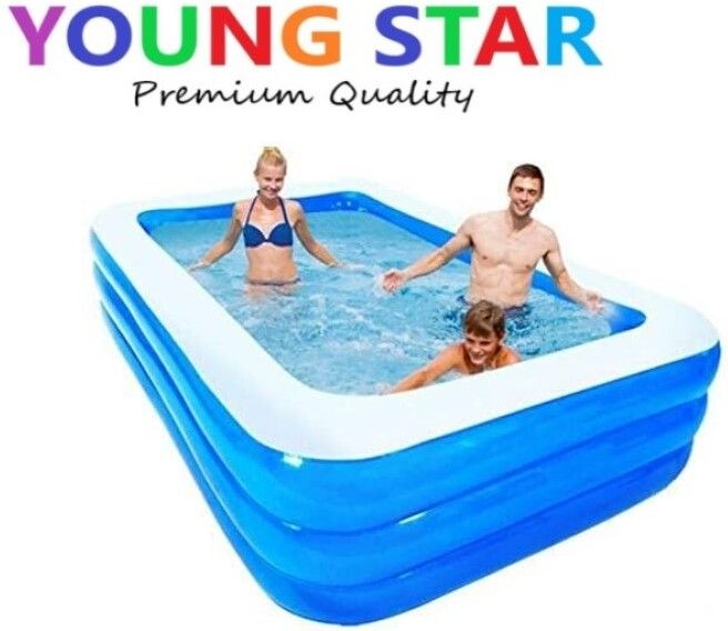 ecom bharat PREMIUM 10 Fts LENGTH AND 6 Fts WIDTH RECTANGULAR WATER SWIMMING POOL Inflatable Swimming Pool, Inflatable Toy Pump-picture-0