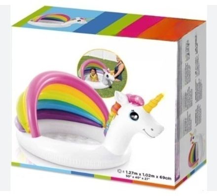 Inflatable Baby Sand Pool - Unicorn Shade Paddling Kid Pool Inflatable Swimming Safety Tube-image-32