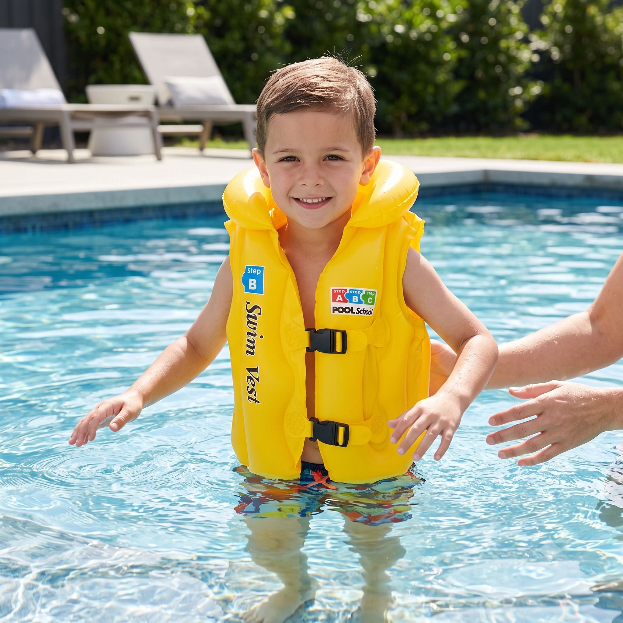 Children Swimming Float Vest with Secure Buckles for Pool Learning pack of 1 Inflatable Swimming Vests-image-2