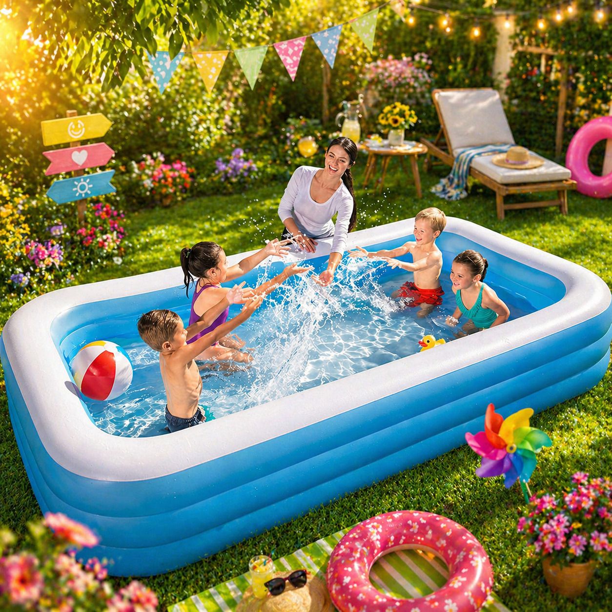 buddynjoy Family Swimming Pool for Kids & Adults, Portable Pool Bathtub Inflatable Swimming Pool-picture-17