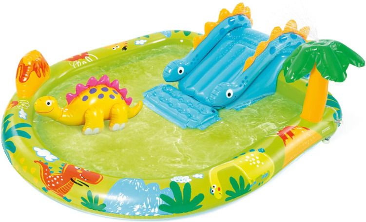 kindertales Play Center with Palm Tree Mini Slide and Inflatable Dinosa With Free Pump Inflatable Swimming Pool-picture-17