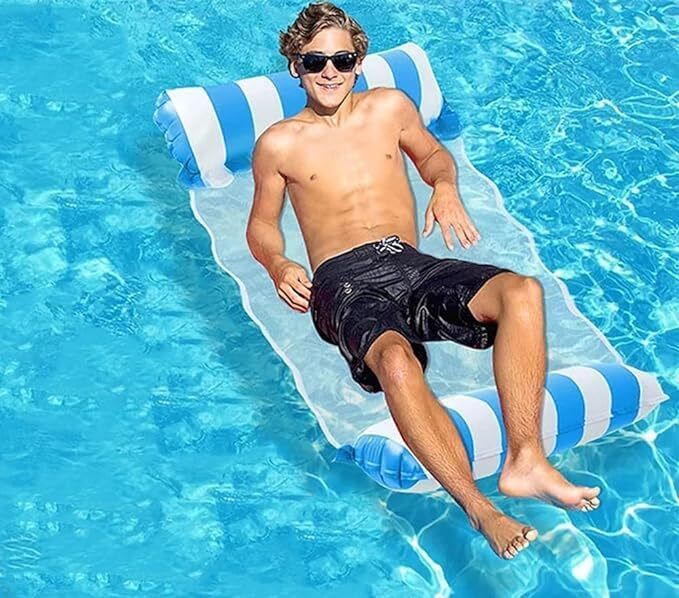 Hammock Pool Float, Water Hammock Green Inflatable Pool Floats Hammock Inflatable Arm Floating Bands, Hoppers & Bouncer, Swimming Mats-image-17
