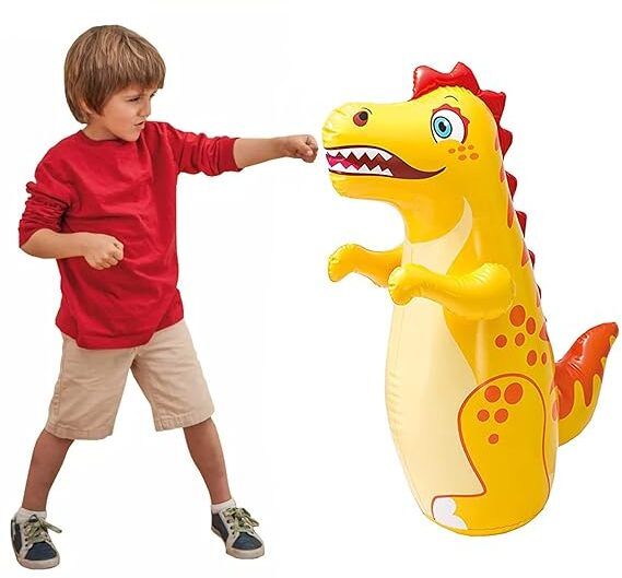 zakhee Kids Inflatable Dinosaur Character Punching Toy with Water Yellow Dinosaur Hitme Inflatable HitMe Toys-picture-19