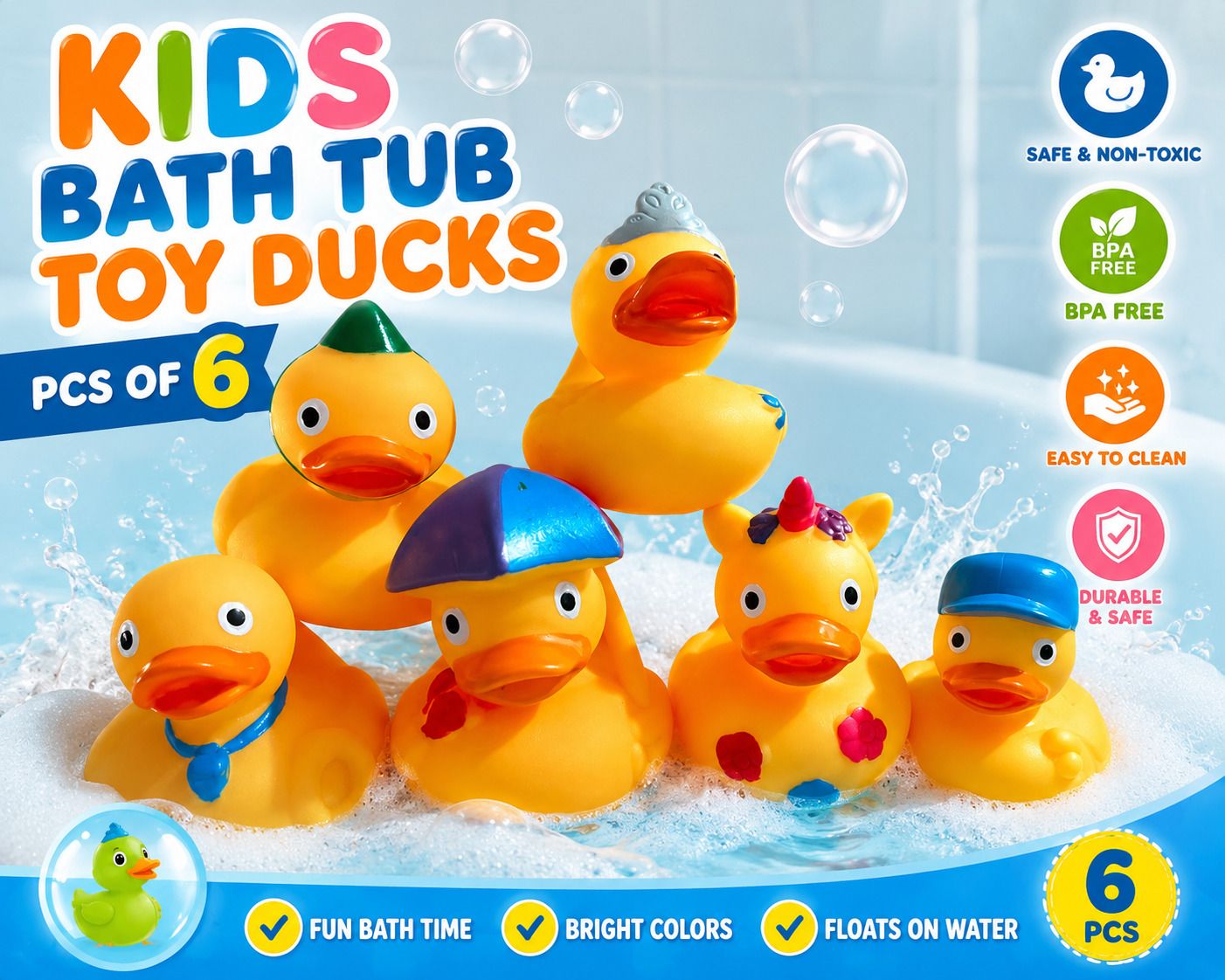 Rubber Ducks Bath Toys Bathtub Floating Squeaky Duck Inflatable Pool Accessory-image-16