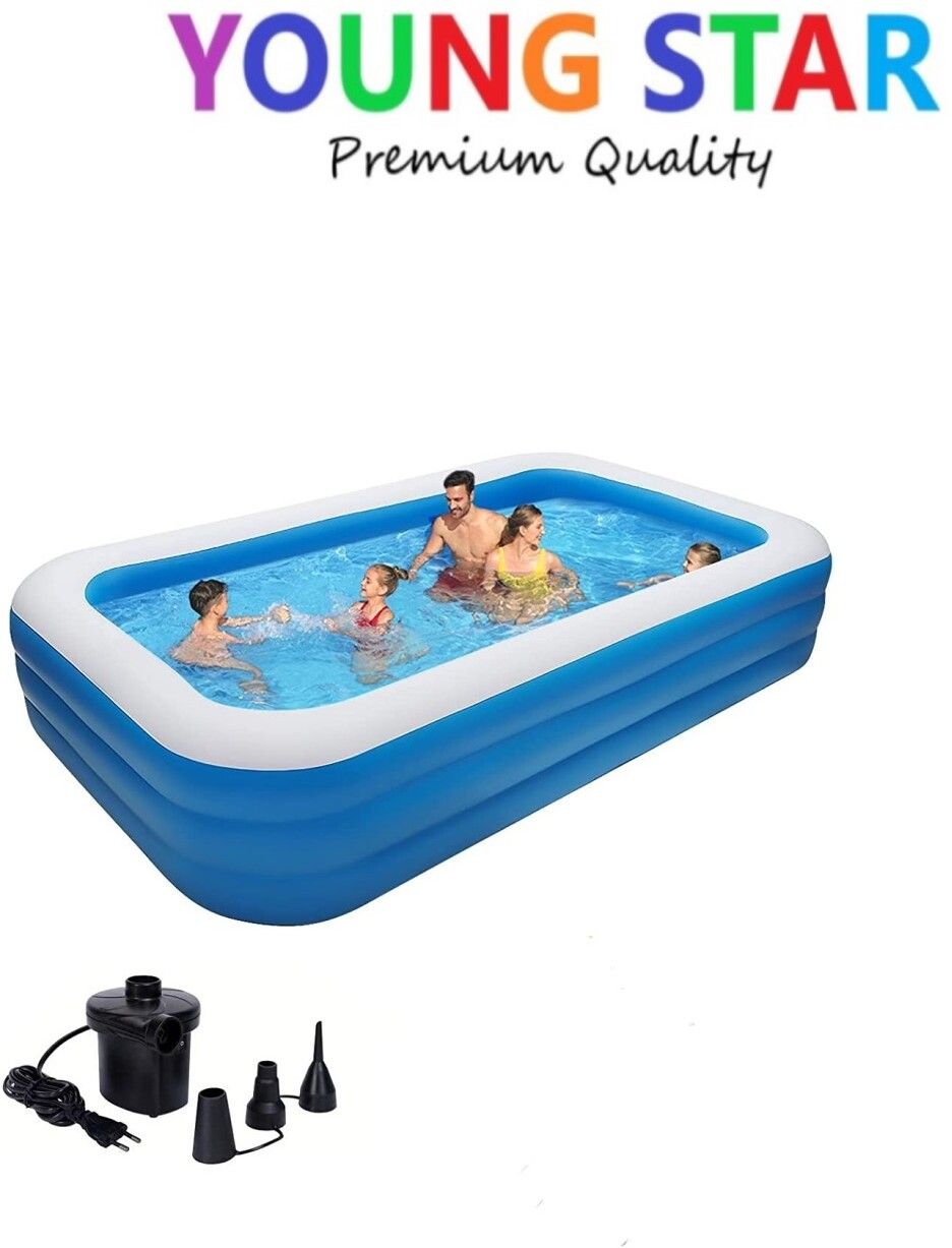 ecom bharat PREMIUM 10 Fts LENGTH AND 6 Fts WIDTH RECTANGULAR WATER SWIMMING POOL Inflatable Swimming Pool, Inflatable Toy Pump-picture-28