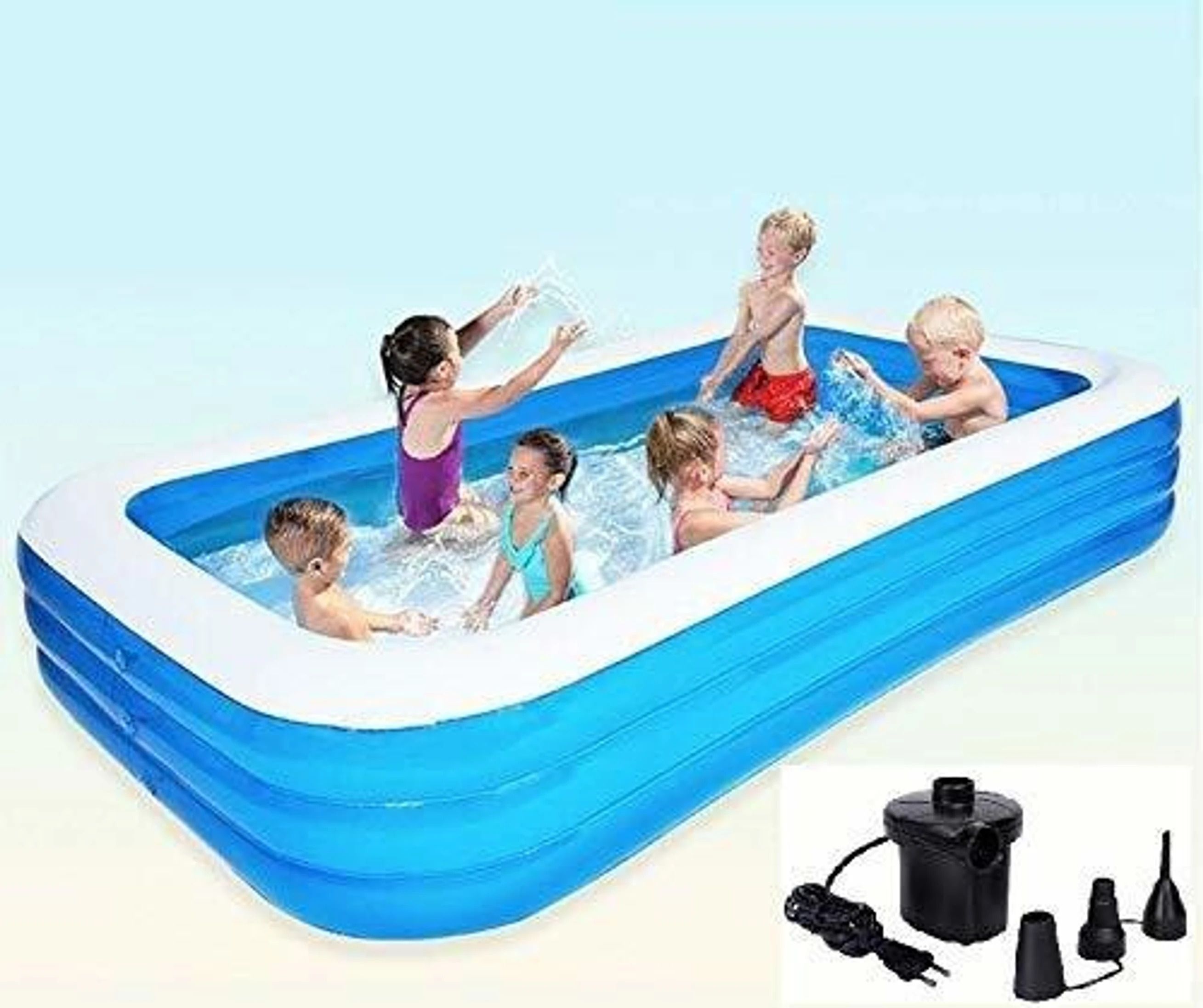 8.5 Feet Rectangular Inflatable Pool with Electric Pump Inflatable Swimming Pool-image-26
