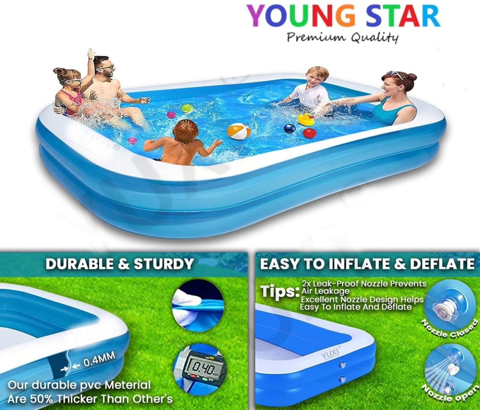 Premium 6.7 FEET (2.01m) LENGTH,5.9 FEETS (1.50m) BREATH AND 51CM HEIGHT Inflatable Swimming Pool, Inflatable Toy Pump-image-21