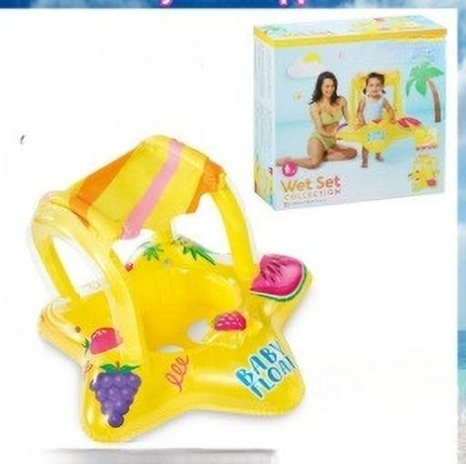 Kiddie Inflatable Pool Float Swimming (IND *6589) Tube With Shade Inflatable Swimming Safety Tube-image-12