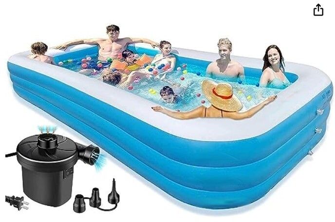 tinytales Above Ground Portable Swimming Pool for Adults with Electric Air Pump (10-Feet) Inflatable Swimming Pool-picture-17