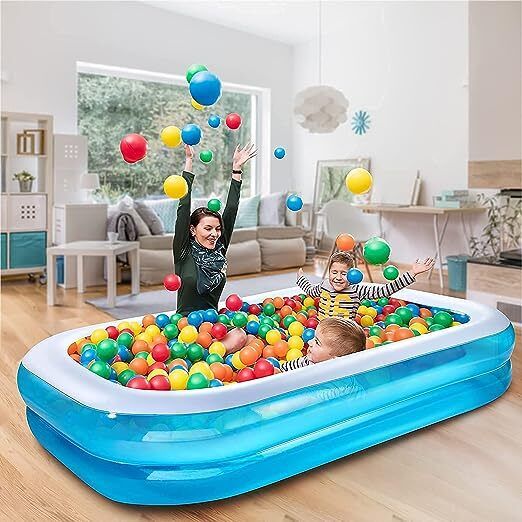 Q Giant Bathtub 10 ft 3 Ring Inflatable Swimming Pool with Pump for Kids/Adults Inflatable Swimming Pool-image-8