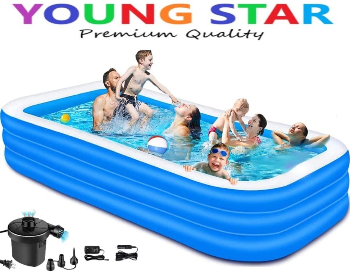 PREMIUM 10 Fts LENGTH AND 6 Fts WIDTH RECTANGULAR WATER SWIMMING POOL Inflatable Swimming Pool, Inflatable Toy Pump