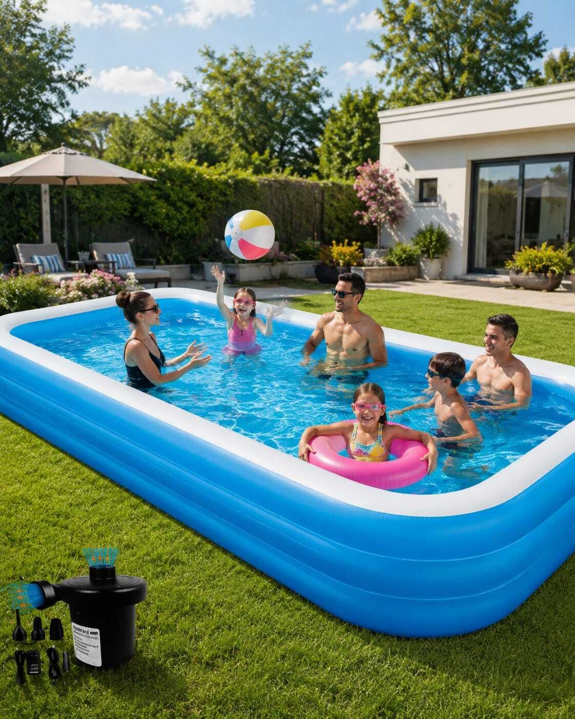 10 FEET Rectangular Inflatable Pool with Electric Pump For Adults Inflatable Swimming Pool-image-28