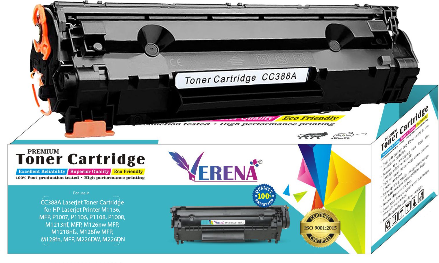 verena 88A/CC388A Toner Cartridge Compatible for HP Laserjet M1136, MFP, P1007 Printers Black Ink Toner-image-16