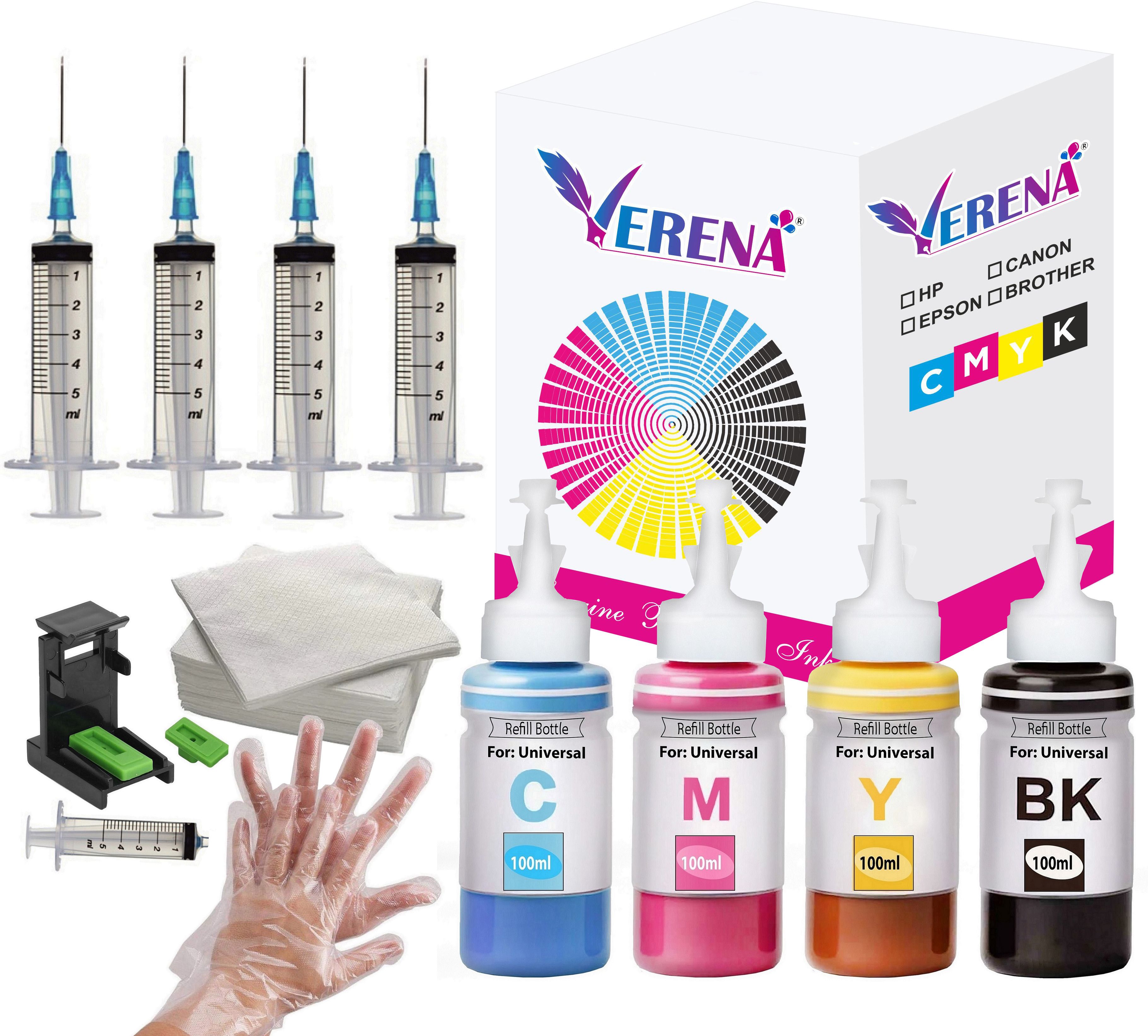 verena Refill Kit For E3370 ,TS3370S Printer Ink Cartridge- PG-745 - CL746 Black + Tri Color Combo Pack Ink Cartridge