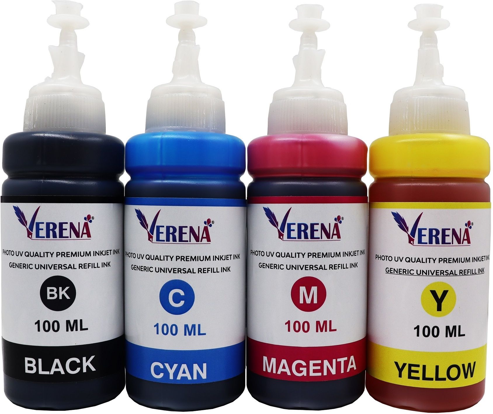 verena Refill ink Compatible For E470 All-In-One Printer 100ML Black + Tri Color Combo Pack Ink Bottle-image-18