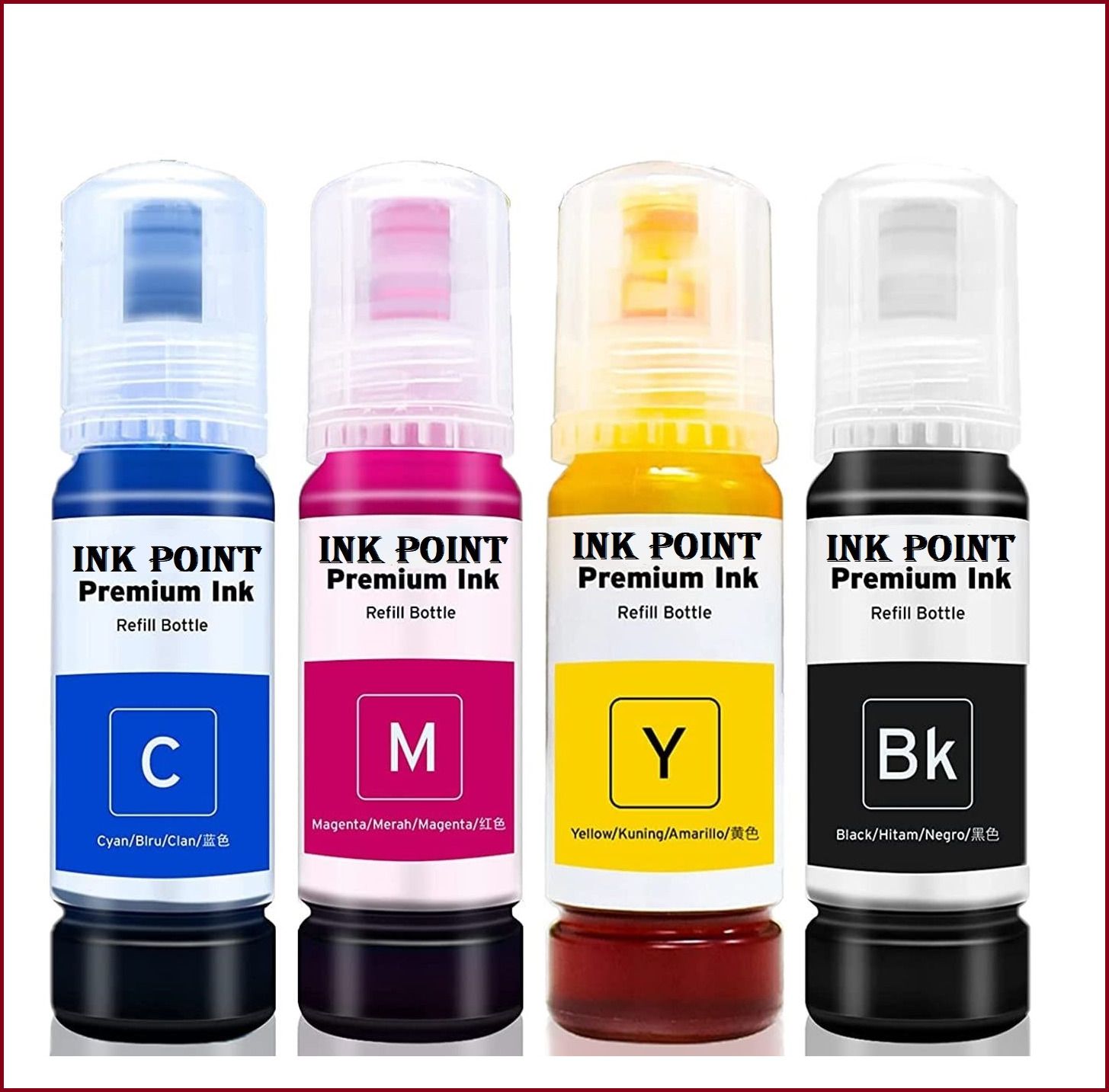 PRINTIFY High-Quality INK POINT 003 Ink for Epson Printers (C/M/Y/k - 70gm x4 Black + Tri Color Combo Pack Ink Bottle