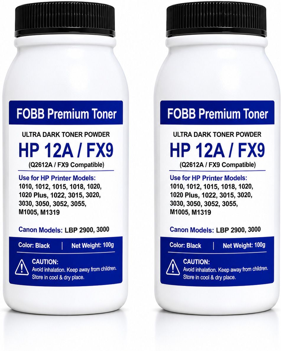 FoBB 12A PREMIUM BLACK Toner Powder Bottles Pack Of 2 Use in 12A / FX9 Black Ink Toner Powder-image-39