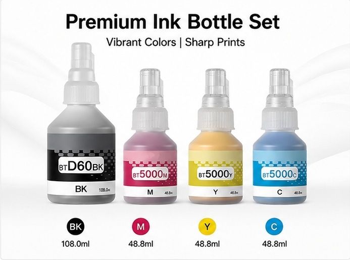 Flicker BT6000 Refill ink Compatible For Brother DCP T220 , T310, T300 Printers Black + Tri Color Combo Pack Ink Bottle-image-40