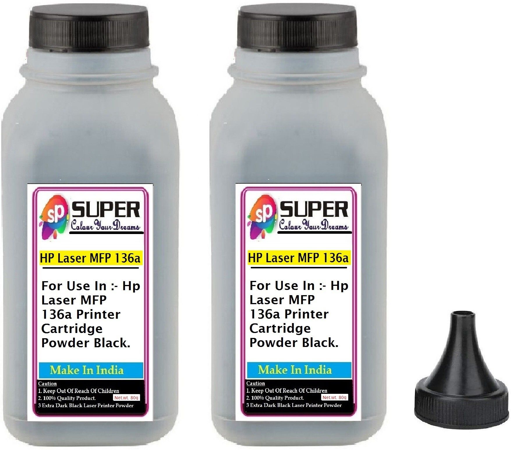 SUPERC Laser MFP 136a Printer Toner Refill Pack Of 2 Bottle With Nozlle 80 gms Black Ink Toner Powder-image-15