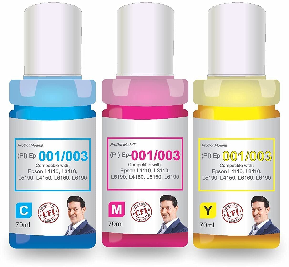 PRODOT EP 001/003 Inkjet Ink Refill Compatible with Epson L1110, L1455, L3100 Tri-Color Ink Bottle-image-26