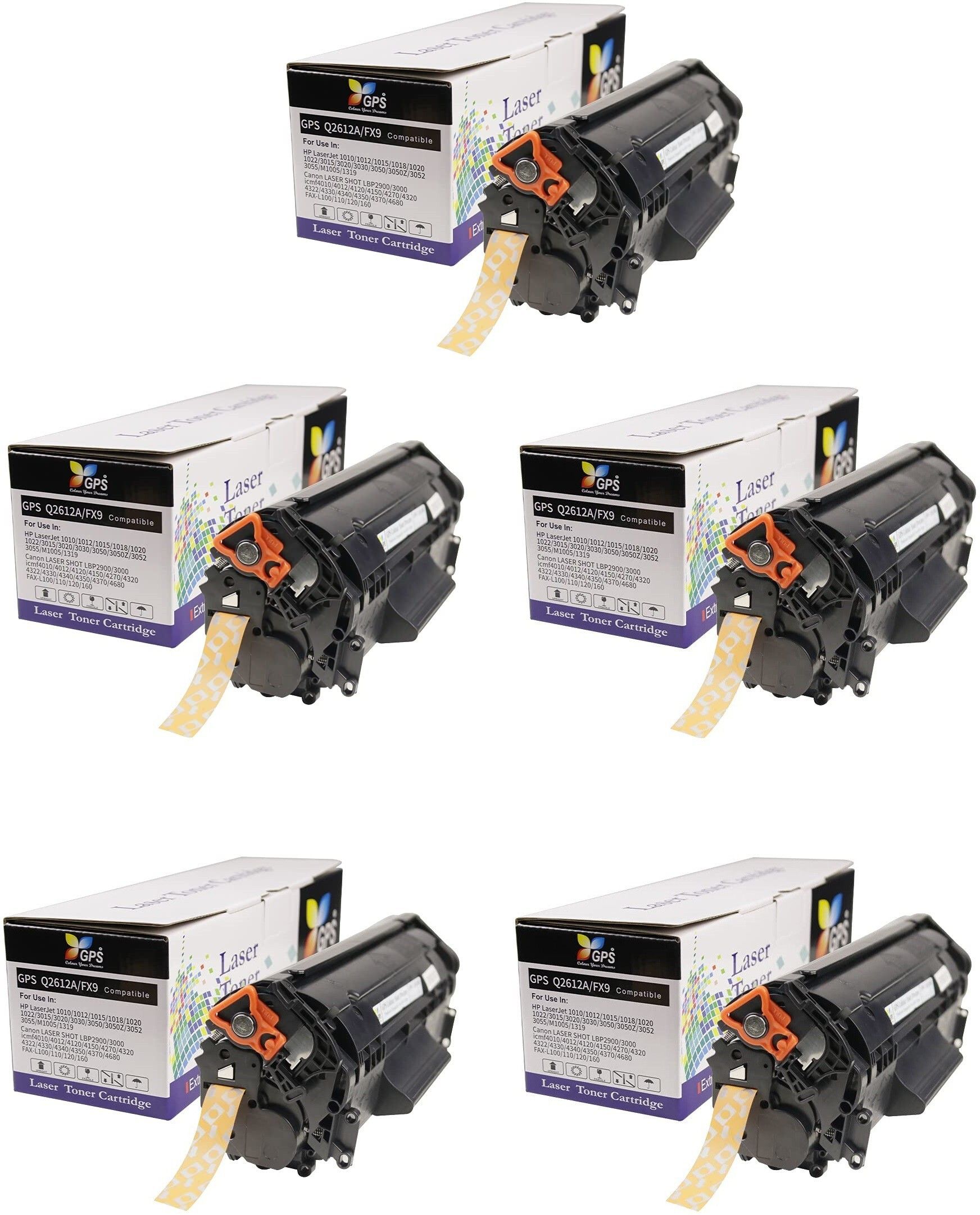 GPS Colour Your Dreams 12A for HP Q2612A Toner Cartridge for Hp Laserjet 1010 / 1012 / 1015 / 1018 / 1020 / 1022 / 3015 / 3020 / 3052 / 3055 / M1005 / M1319f Mfp ( Pack Of 5 ) ( Pack Of 5 Pcs ) Black Ink Cartridge-image-3