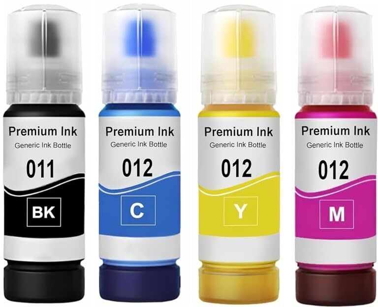 Flicker 011 & 012 Refill Ink Bottle Compatible with L8180 and L8160 Printer (CMYK) Black + Tri Color Combo Pack Ink Bottle-image-44