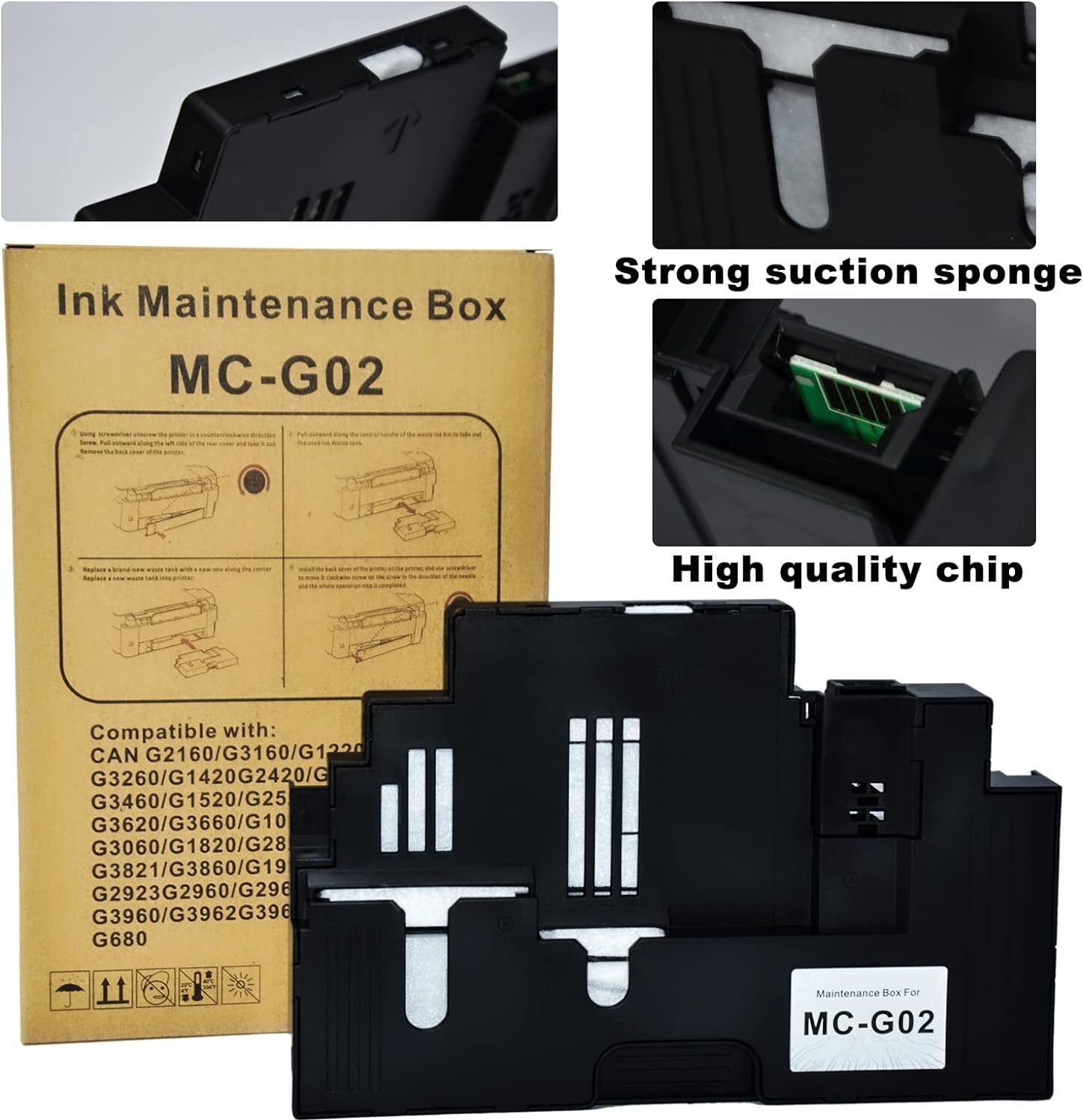 vavia .MC-G02 Maintenance Box GM2070/G5070/G6070/G1020/2020/2060/3020/G3060/G570 Black Ink Bottle-image-33