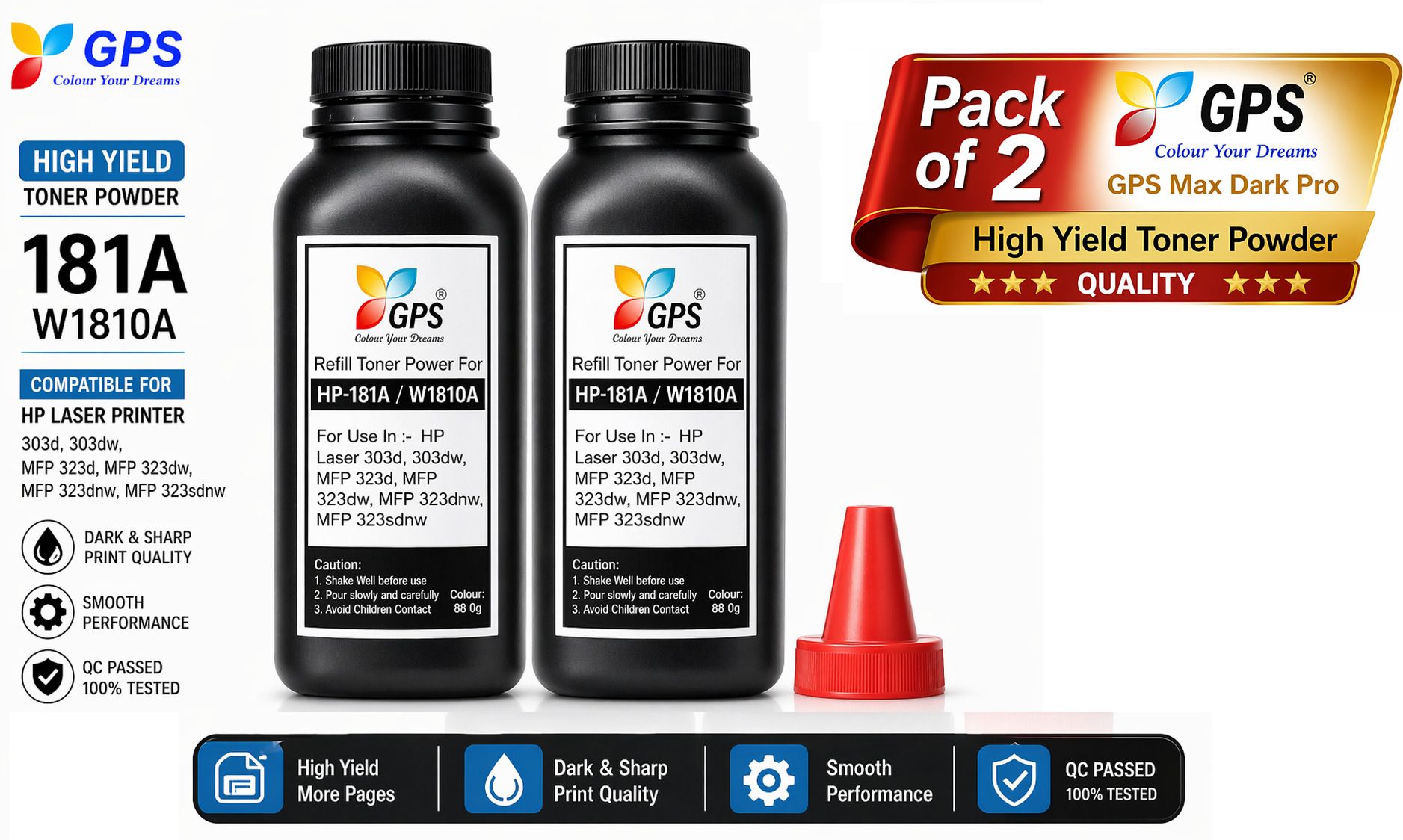 GPS Colour Your Dreams 181A Toner Refill For HP Laser 303d, 303dw, MFP 323d, MFP 323dnw, MFP 323sdn Black Ink Toner Powder-picture-16