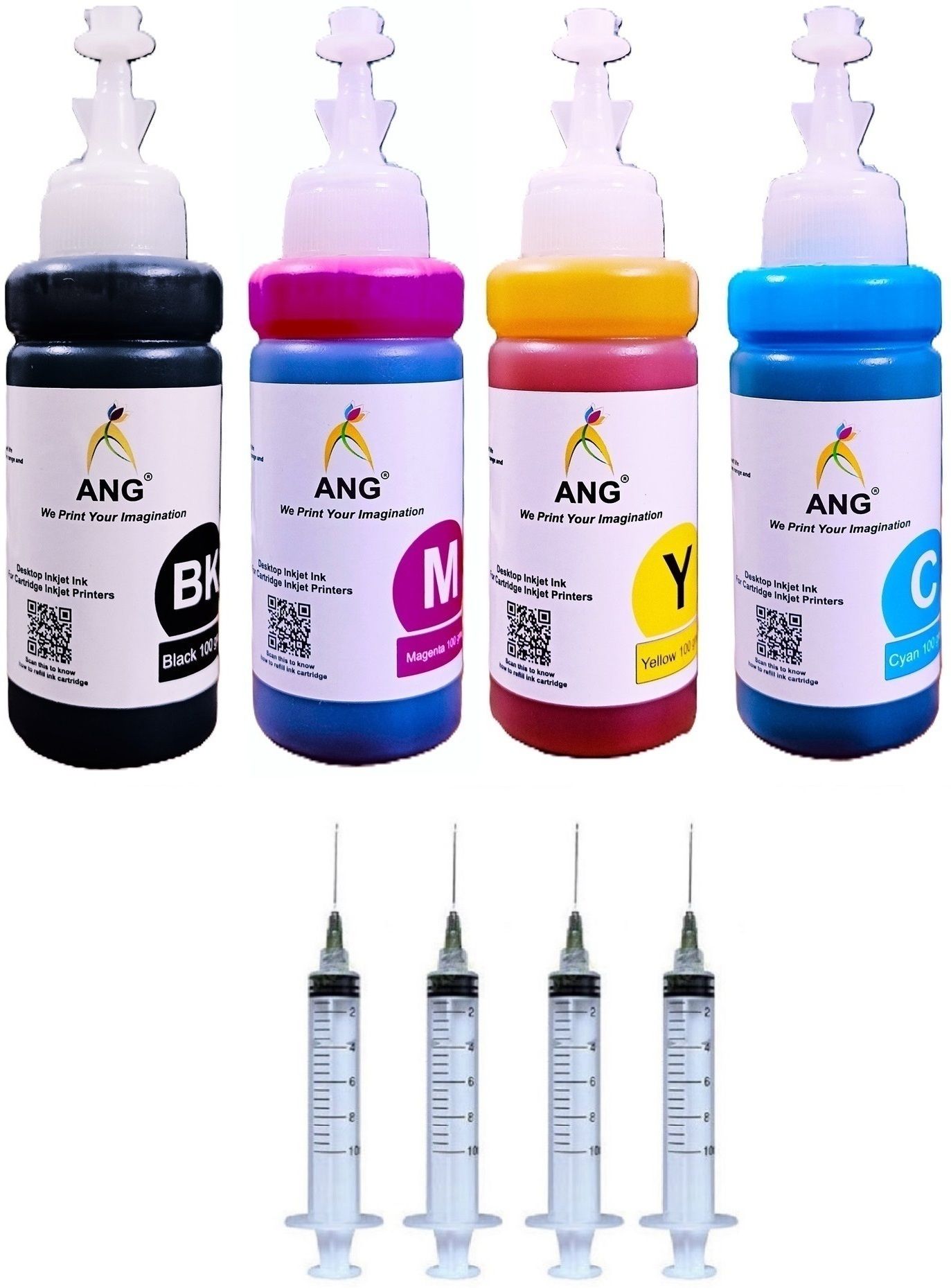 Ang REFILL Ink for Can- E560, E3370, E4570, MG2577S, MG2570S, MG3570 Black + Tri Color Combo Pack Ink Cartridge-image-11