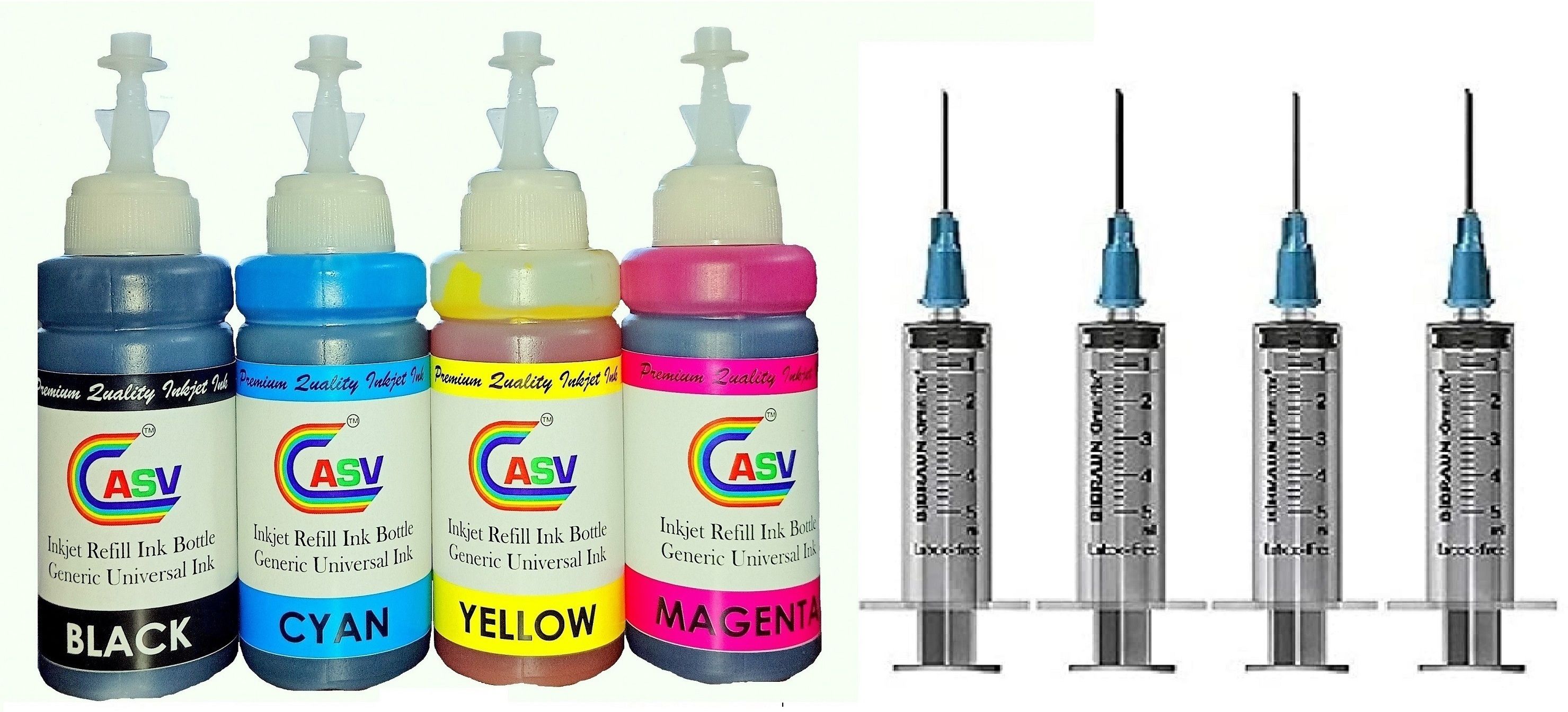 ASV Refill ink For PG 740, CL 741, PG 745, CL 746, PG 47, CL 57, PG 88, CL 98 Black + Tri Color Combo Pack Ink Cartridge-image-5