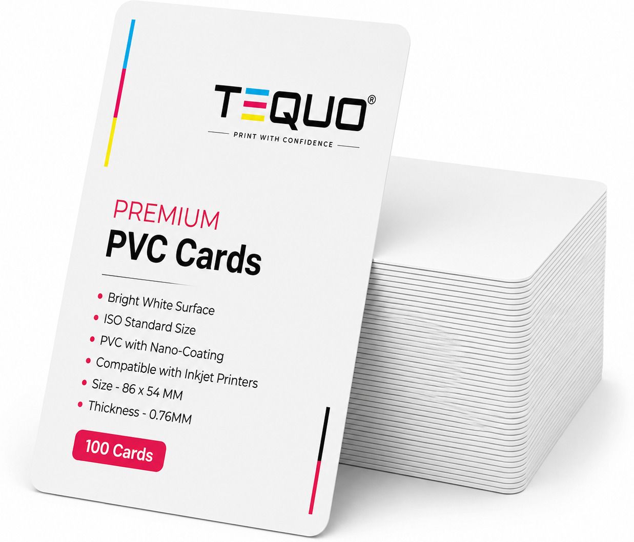 tequo PVC Inkjet Cards 800 Micron Glossy Double Side Printable Pack of 100Card White Ink Cartridge-image-10