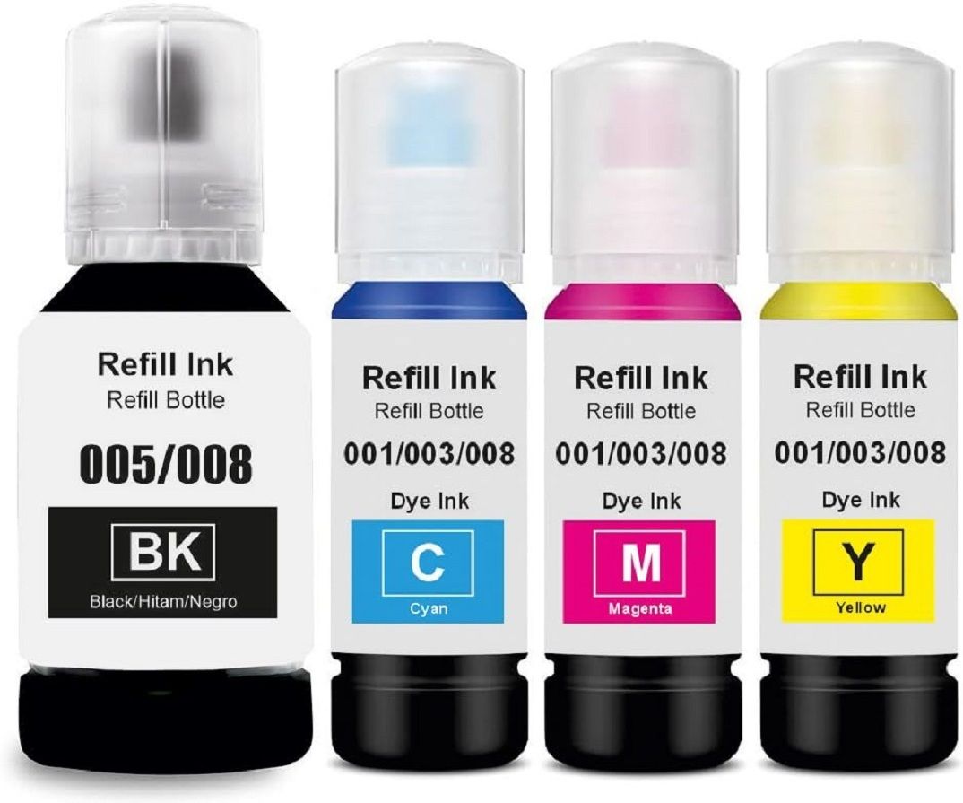 verena 005/008 Refill Ink Compatible For L6570,L6580,L15150,L11160 Printers Black + Tri Color Combo Pack Ink Bottle-picture-15