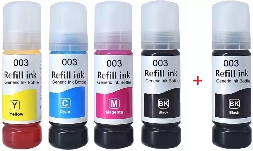 GPN PRINT 003, 001 Refill Ink for Compatible Epson L3200,L3210,L3211,L3215,L3216 Printers Black + Tri Color Combo Pack Ink Bottle-image-1