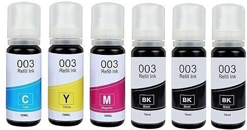 inkora 003/008/001 Refill Ink Compatible for Epson L3110,L3150,L3210,L3215 Printer 2PC Black + Tri Color Combo Pack Ink Bottle-image-21