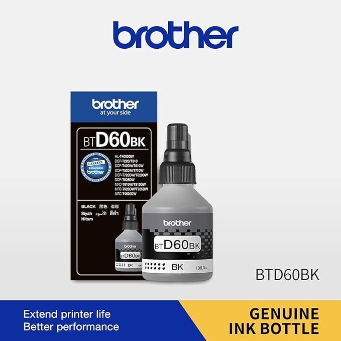 brother BT-D60BK for DCP-T226/DCP-T426W/DCP-T525W/DCP-T820DW Black Ink Bottle