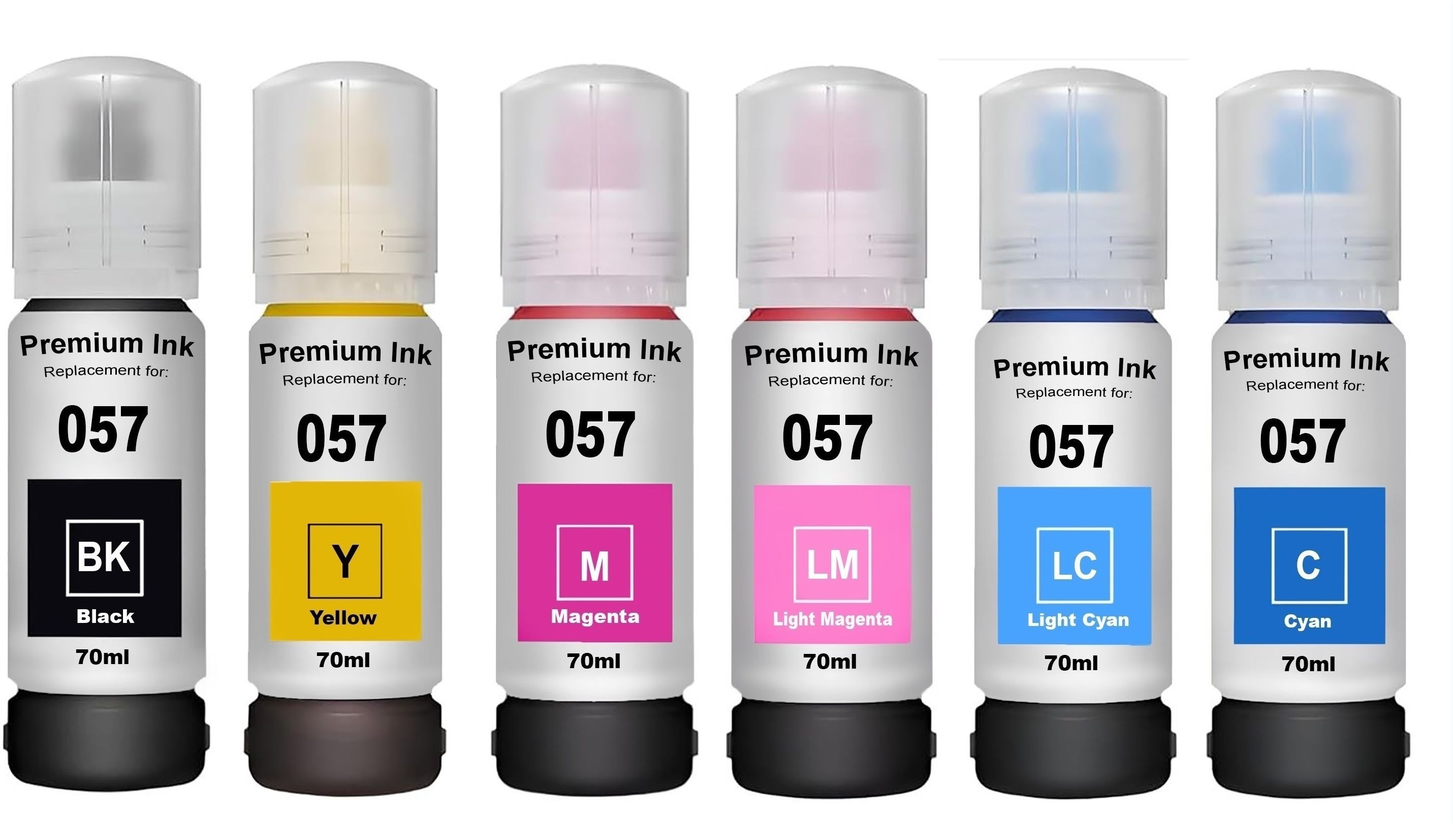 canoff 057 Refill Ink Set (70ml X 6 Color) For L8050, L18050 Printers LCyan, LMagenta, Black + Tri Color Combo Pack Ink Bottle-image-11